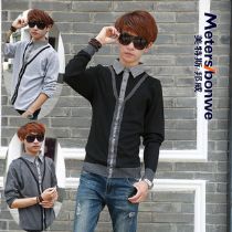 <em>青少年</em>假两件<em>衬衫</em>领<em>毛衣</em> 男士美特斯邦威韩版