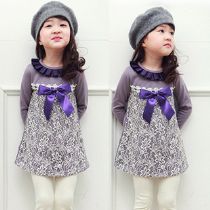 2013童装3-<em>9岁女童</em>蕾丝长袖<em>连衣裙</em>公主裙裙子
