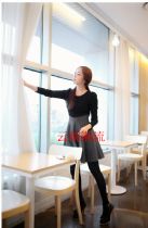 韩版2014韩都衣舍秋新款拼接修身长袖大码连