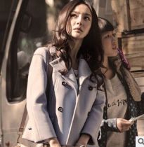 双排扣短款修身毛呢外套女小时代杨幂同款韩版