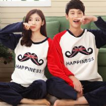 640#微信货源加盟哪里找 长袖加厚法兰绒情侣