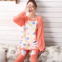 8014#憧憬青春纯棉长袖小兔嘴唇睡衣紧身裤家