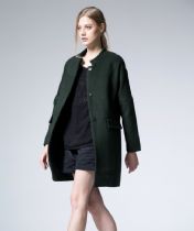 ARNE 原创女装品牌欧美时尚绿色中长款毛呢风