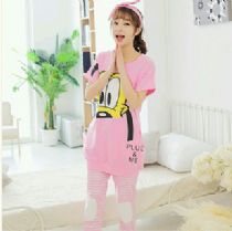 尚尚悠韩国PINK 拼色小狗外贸<em>睡衣</em>套装 <em>微货源</em>