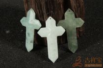 吉祥宝 缅甸正品A货 油青种翡翠玉十字架 拍拍