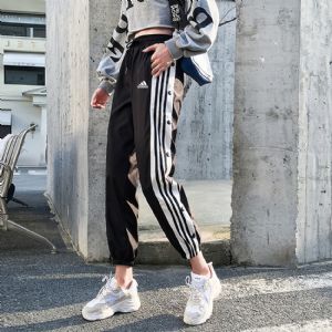 阿迪达斯Adidas三叶草 运动休闲侧开纽扣束口女长裤